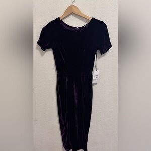Unique vintage purple velvet midi dress NWT